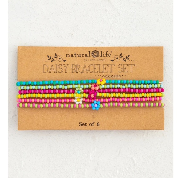 NEW daisy bracelet set (6) boho beaded - Picture 1 of 5